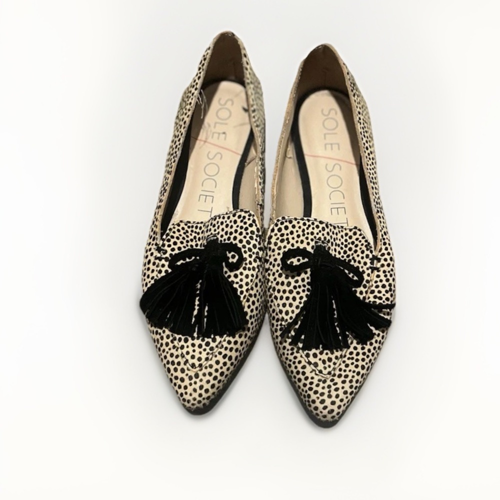 Sole Society Hadlee Dotted Leopard Print Hair Calf Tassel Loafers – Size 5 - Picture 12 of 12